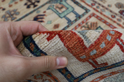 86 x 297 cm | Beige Animal Runner Rug Afghan Hand Knotted veg Dye Wool carpet