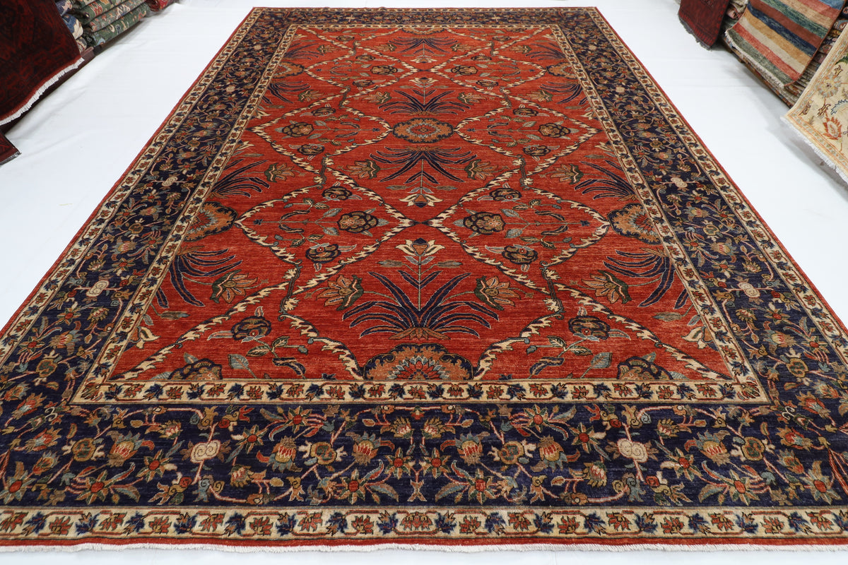 299 x 420 cm | Floral Design Hand Knotted veg Dye Wool Afghan Carpet