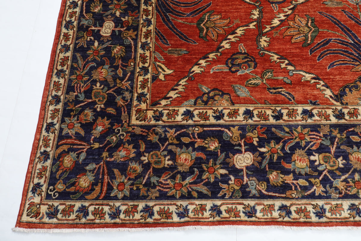 299 x 420 cm | Floral Design Hand Knotted veg Dye Wool Afghan Carpet