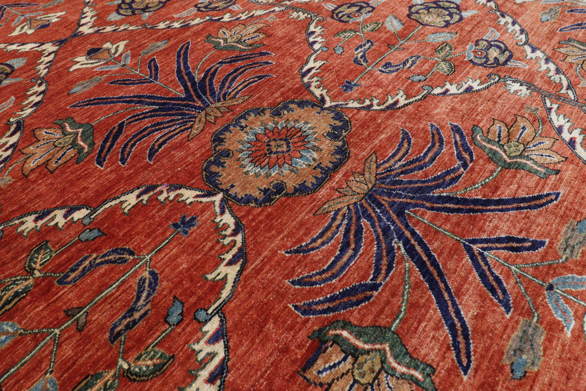 299 x 420 cm | Floral Design Hand Knotted veg Dye Wool Afghan Carpet