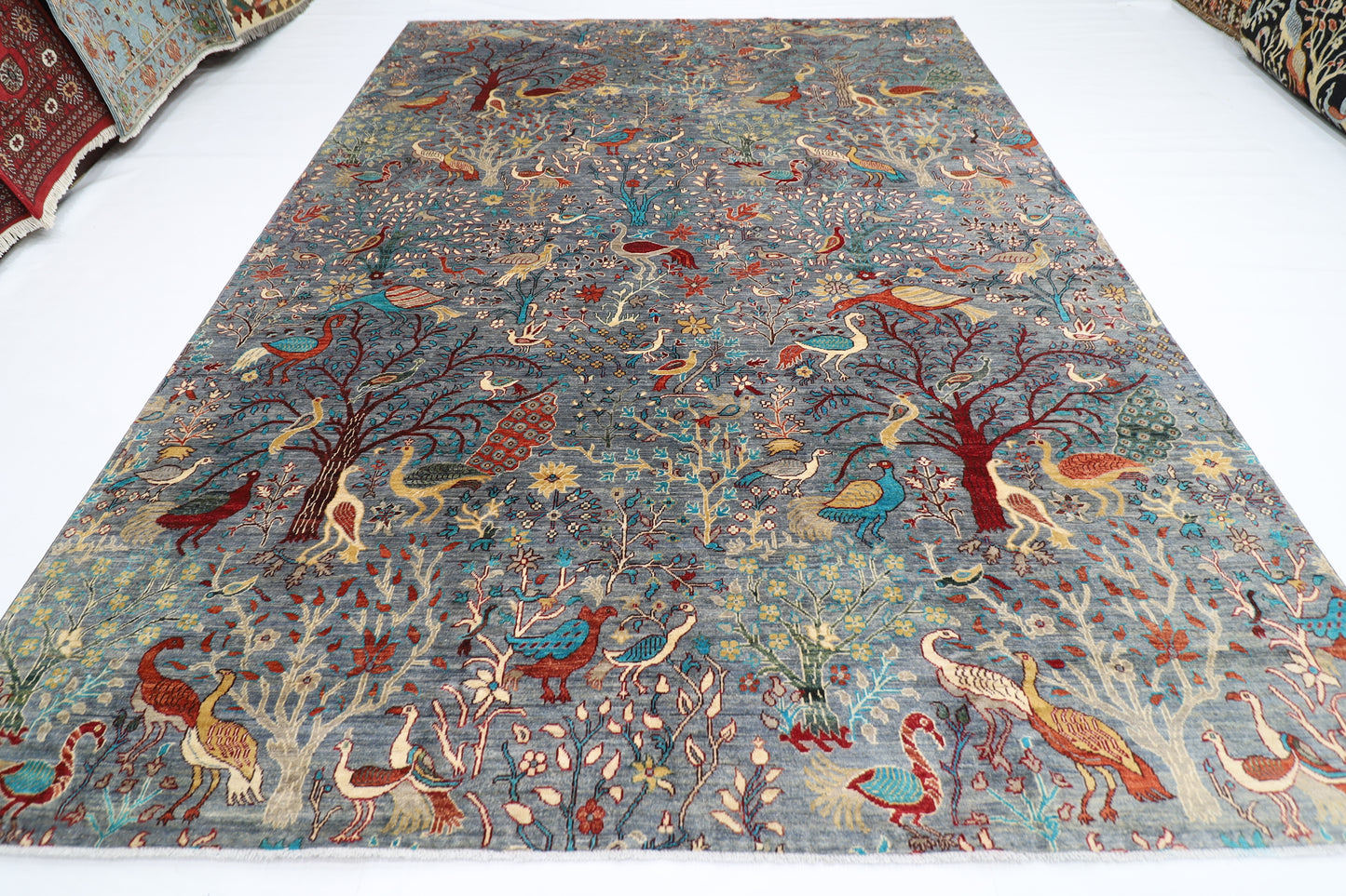 269 x 360 cm | Birds Afghan Tribal Hand Knotted Veg Dye Wool carpet