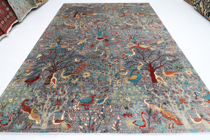 269 x 360 cm | Birds Afghan Tribal Hand Knotted Veg Dye Wool carpet