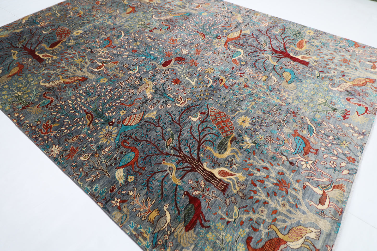 269 x 360 cm | Birds Afghan Tribal Hand Knotted Veg Dye Wool carpet