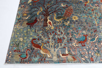 269 x 360 cm | Birds Afghan Tribal Hand Knotted Veg Dye Wool carpet