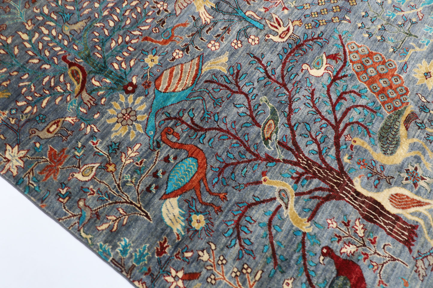 269 x 360 cm | Birds Afghan Tribal Hand Knotted Veg Dye Wool carpet