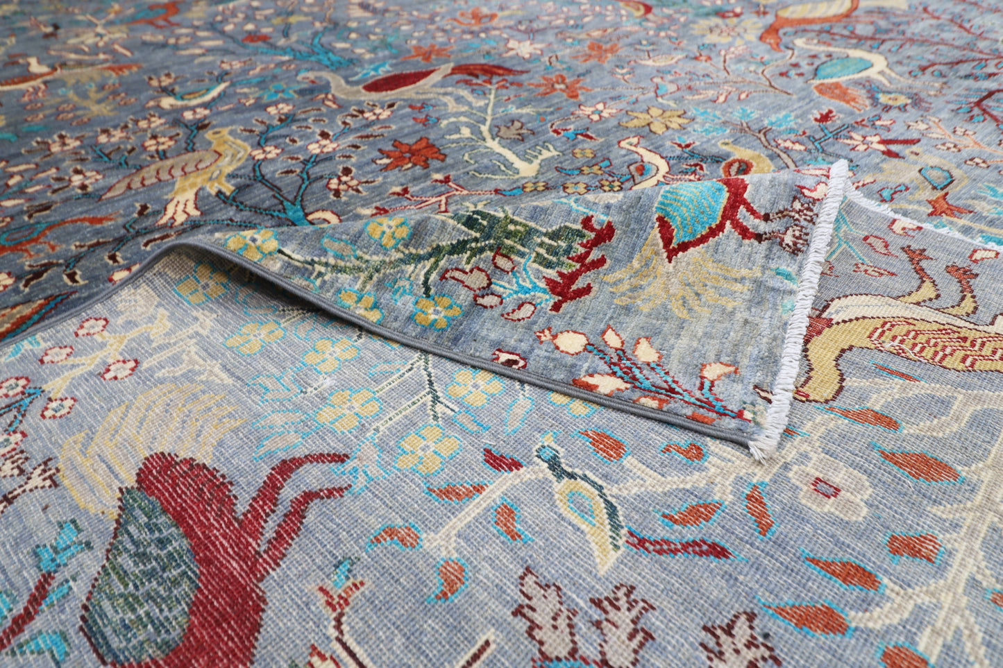 269 x 360 cm | Birds Afghan Tribal Hand Knotted Veg Dye Wool carpet