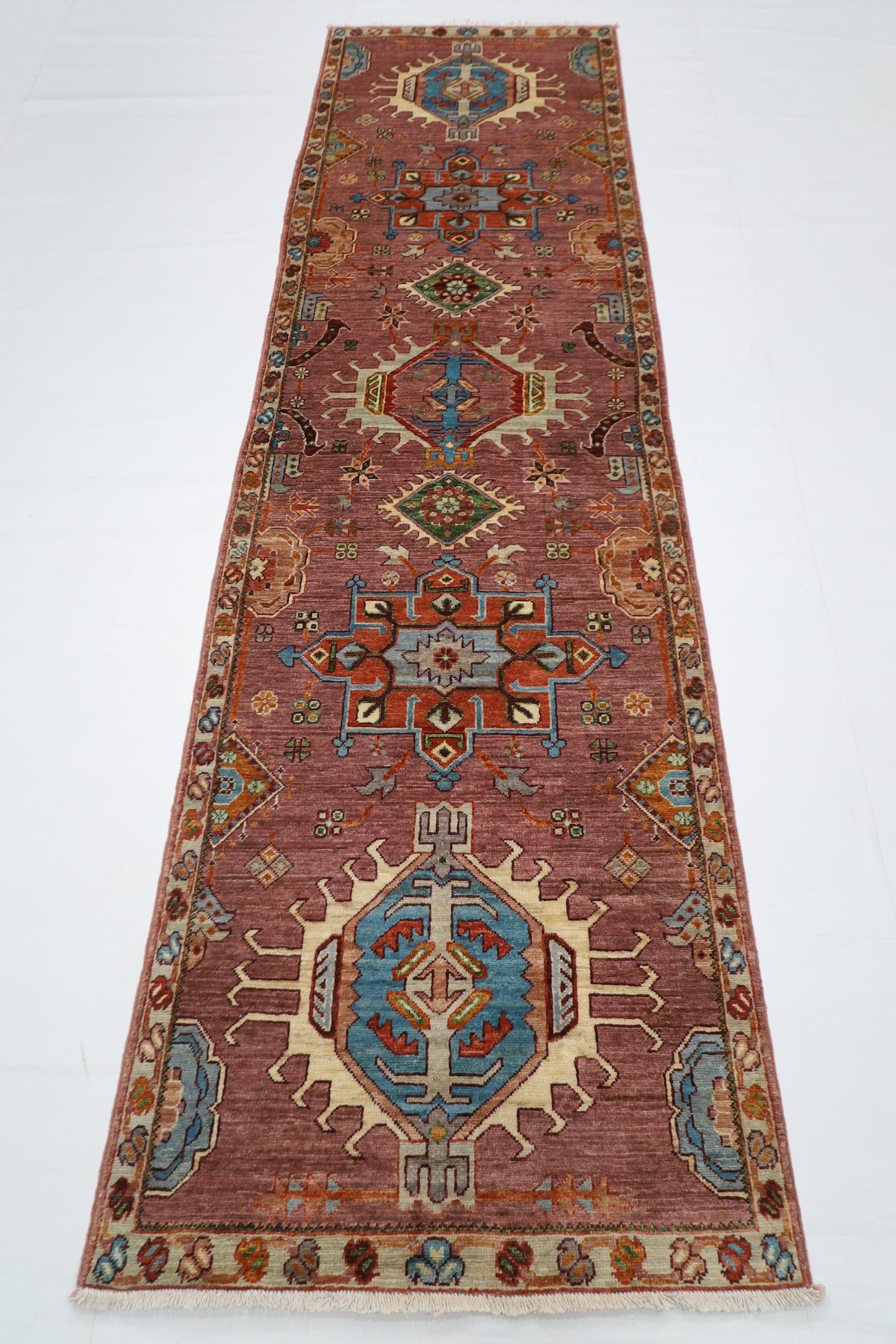 83 x 299 cm | Pink Tribal Runner Rug Afghan Hand Knotted veg Dye Wool carpet