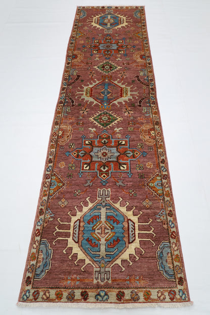 83 x 299 cm | Pink Tribal Runner Rug Afghan Hand Knotted veg Dye Wool carpet