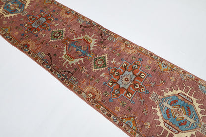 83 x 299 cm | Pink Tribal Runner Rug Afghan Hand Knotted veg Dye Wool carpet