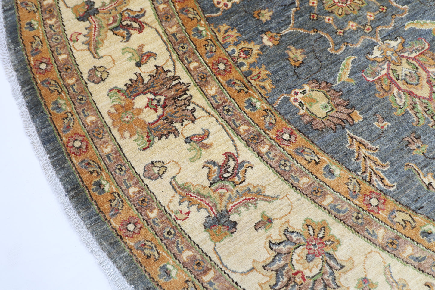 297 x 296 cm | Zeigler Round Rug Afghan Hand Knotted Veg Dye Wool carpet