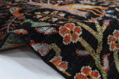 81 x 296 cm | Black Birds Runner Rug Afghan Hand Knotted veg Dye Wool carpet