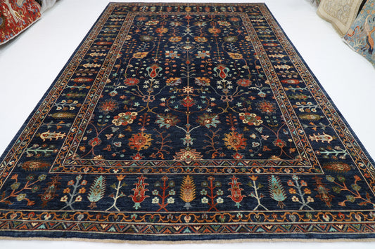 267 x 369 cm | Sultani Navy Blue Area Rug Afghan Hand Knotted Veg Dye Wool carpet