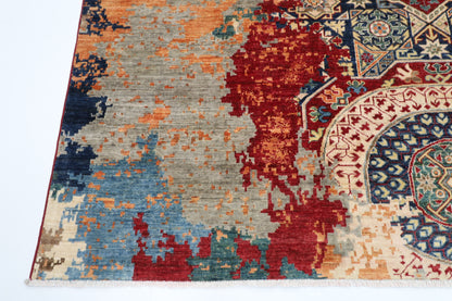 245 x 297 cm | Abstract Mamluk Afghan Tribal Hand Knotted Veg Dye Wool carpet
