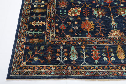 267 x 369 cm | Sultani Navy Blue Area Rug Afghan Hand Knotted Veg Dye Wool carpet