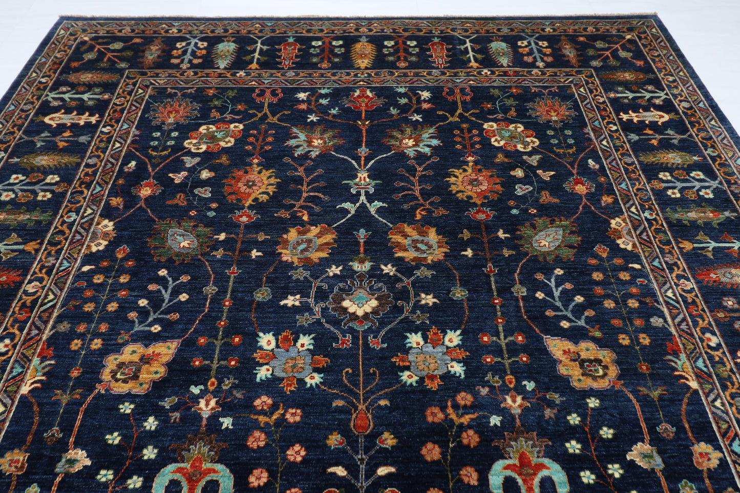267 x 369 cm | Sultani Navy Blue Area Rug Afghan Hand Knotted Veg Dye Wool carpet