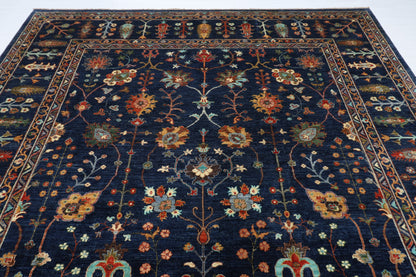 267 x 369 cm | Sultani Navy Blue Area Rug Afghan Hand Knotted Veg Dye Wool carpet