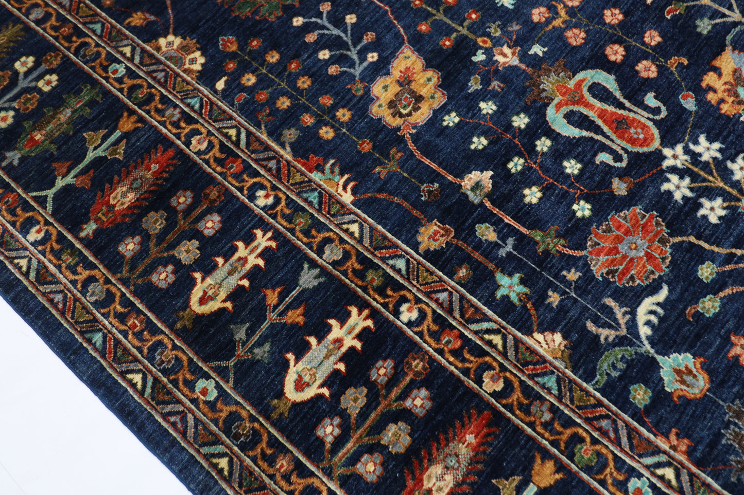 267 x 369 cm | Sultani Navy Blue Area Rug Afghan Hand Knotted Veg Dye Wool carpet