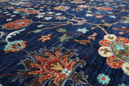 267 x 369 cm | Sultani Navy Blue Area Rug Afghan Hand Knotted Veg Dye Wool carpet