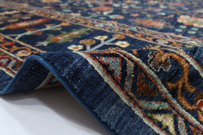 267 x 369 cm | Sultani Navy Blue Area Rug Afghan Hand Knotted Veg Dye Wool carpet