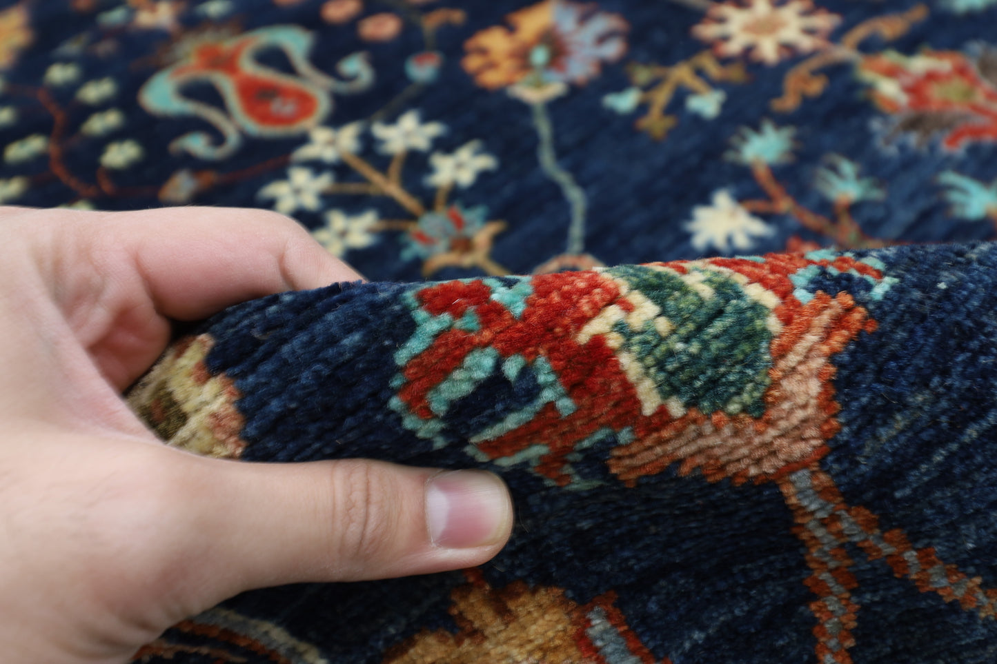 267 x 369 cm | Sultani Navy Blue Area Rug Afghan Hand Knotted Veg Dye Wool carpet