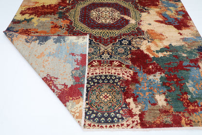 245 x 297 cm | Abstract Mamluk Afghan Tribal Hand Knotted Veg Dye Wool carpet