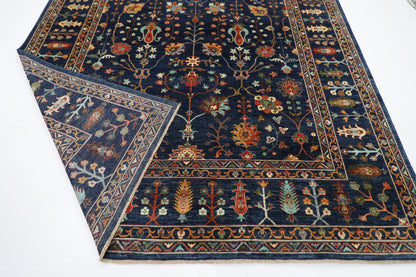 267 x 369 cm | Sultani Navy Blue Area Rug Afghan Hand Knotted Veg Dye Wool carpet