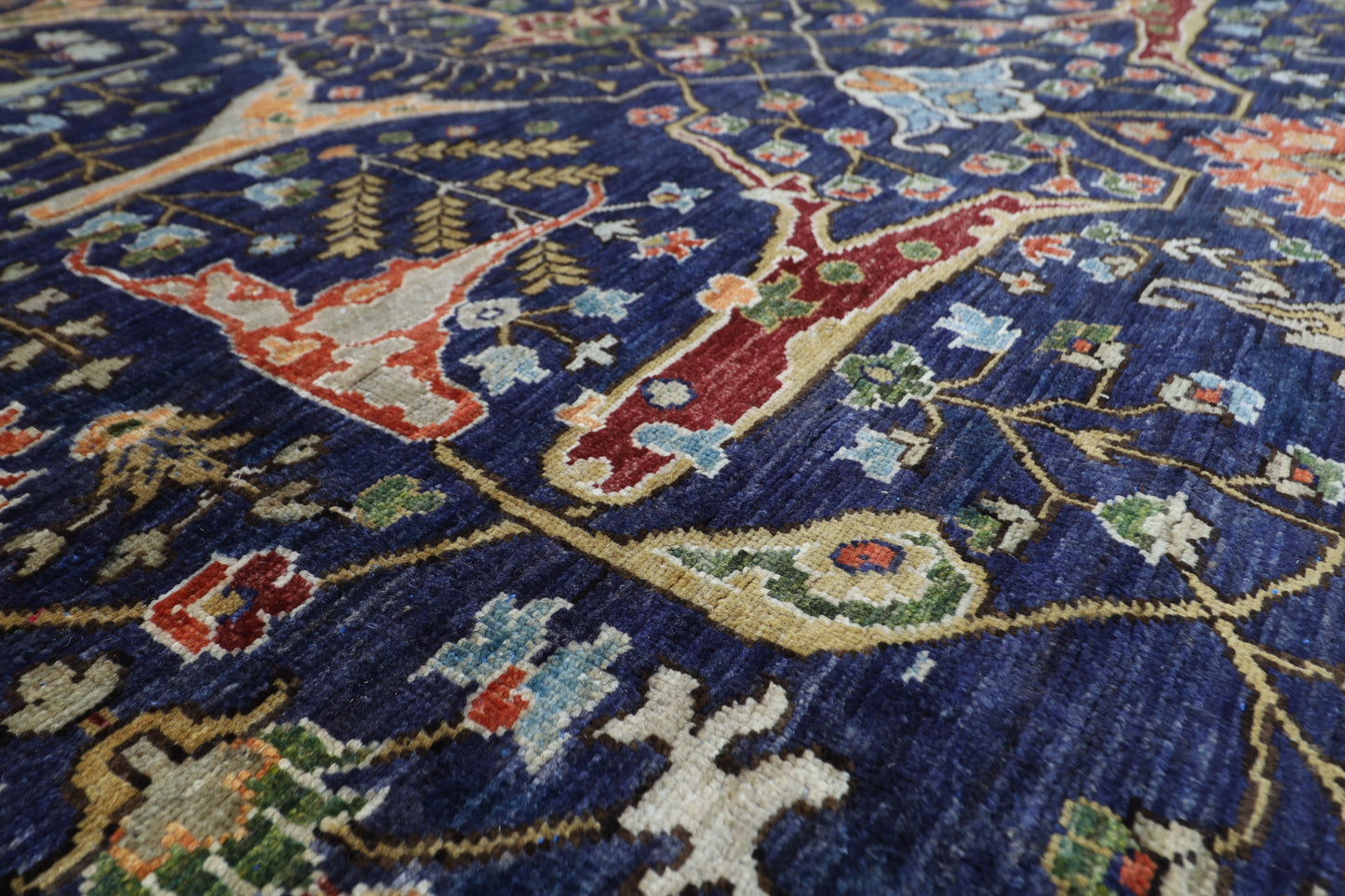 253 x 297 cm | Bidjar Navy Blue Area Rug Afghan Hand Knotted Veg Dye Wool carpet
