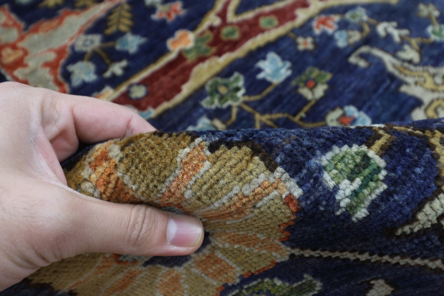 253 x 297 cm | Bidjar Navy Blue Area Rug Afghan Hand Knotted Veg Dye Wool carpet