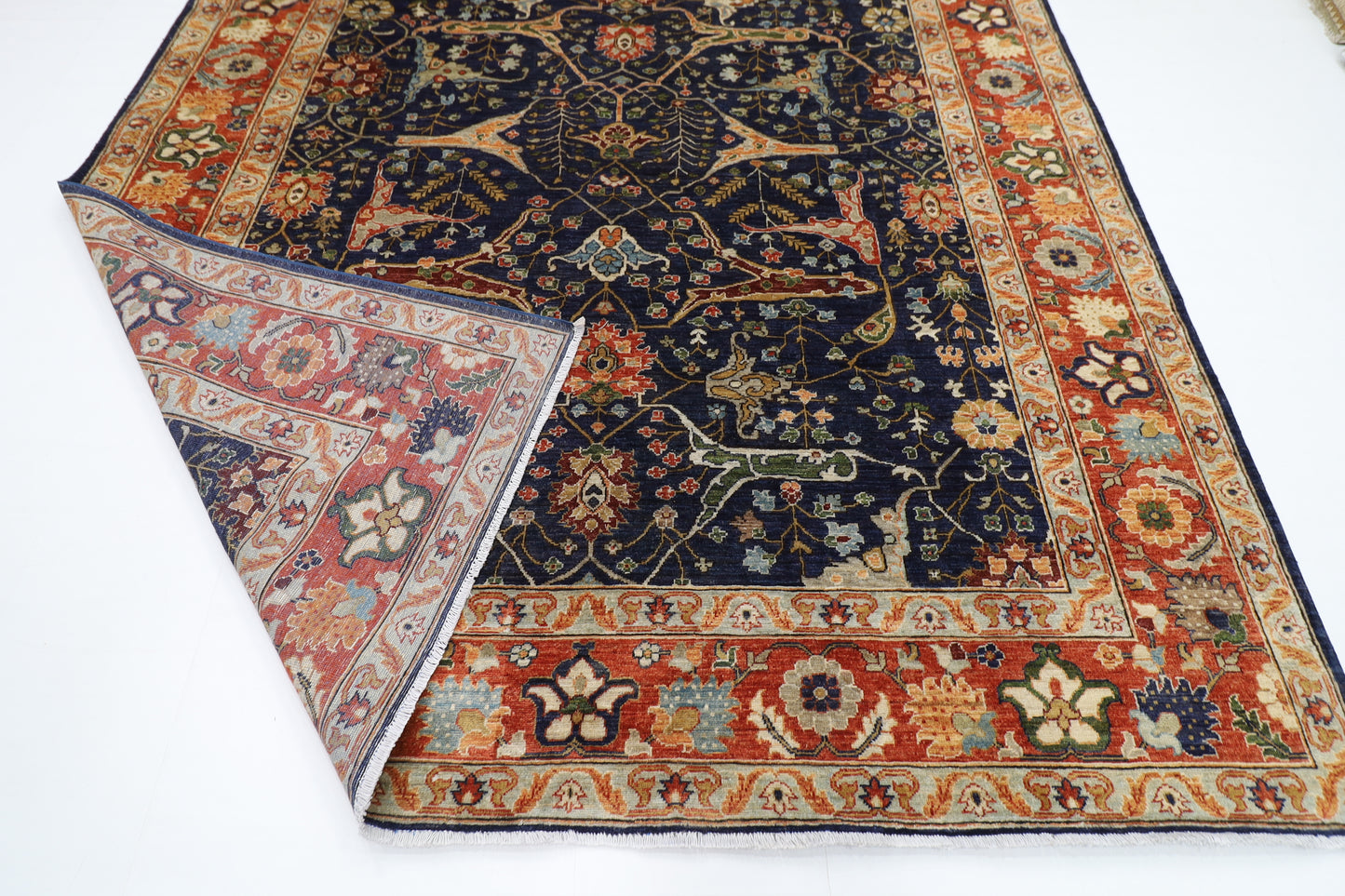 253 x 297 cm | Bidjar Navy Blue Area Rug Afghan Hand Knotted Veg Dye Wool carpet