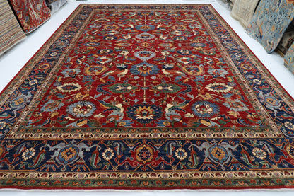360 x 454 cm | Serapi Large Red Area Rug Afghan Hand Knotted Veg Dye Wool carpet