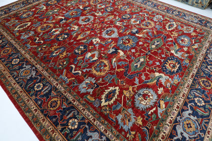 360 x 454 cm | Serapi Large Red Area Rug Afghan Hand Knotted Veg Dye Wool carpet