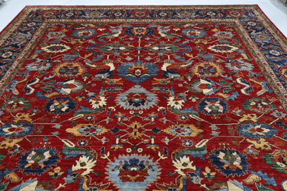 360 x 454 cm | Serapi Large Red Area Rug Afghan Hand Knotted Veg Dye Wool carpet