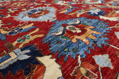 360 x 454 cm | Serapi Large Red Area Rug Afghan Hand Knotted Veg Dye Wool carpet