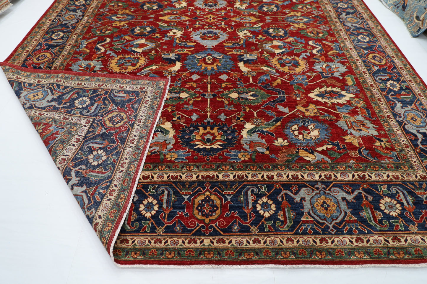 360 x 454 cm | Serapi Large Red Area Rug Afghan Hand Knotted Veg Dye Wool carpet