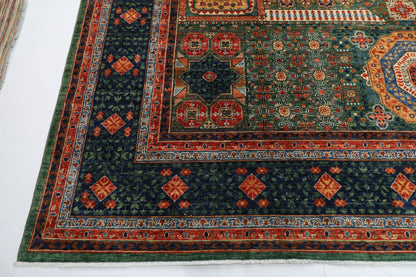 368 x 450 cm |  Large Mamluk Green Area Rug Afghan Hand Knotted Veg Dye Wool carpet