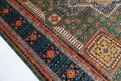 368 x 450 cm |  Large Mamluk Green Area Rug Afghan Hand Knotted Veg Dye Wool carpet