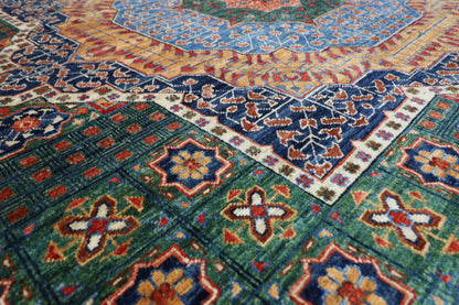 368 x 450 cm |  Large Mamluk Green Area Rug Afghan Hand Knotted Veg Dye Wool carpet