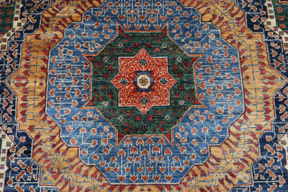 368 x 450 cm |  Large Mamluk Green Area Rug Afghan Hand Knotted Veg Dye Wool carpet
