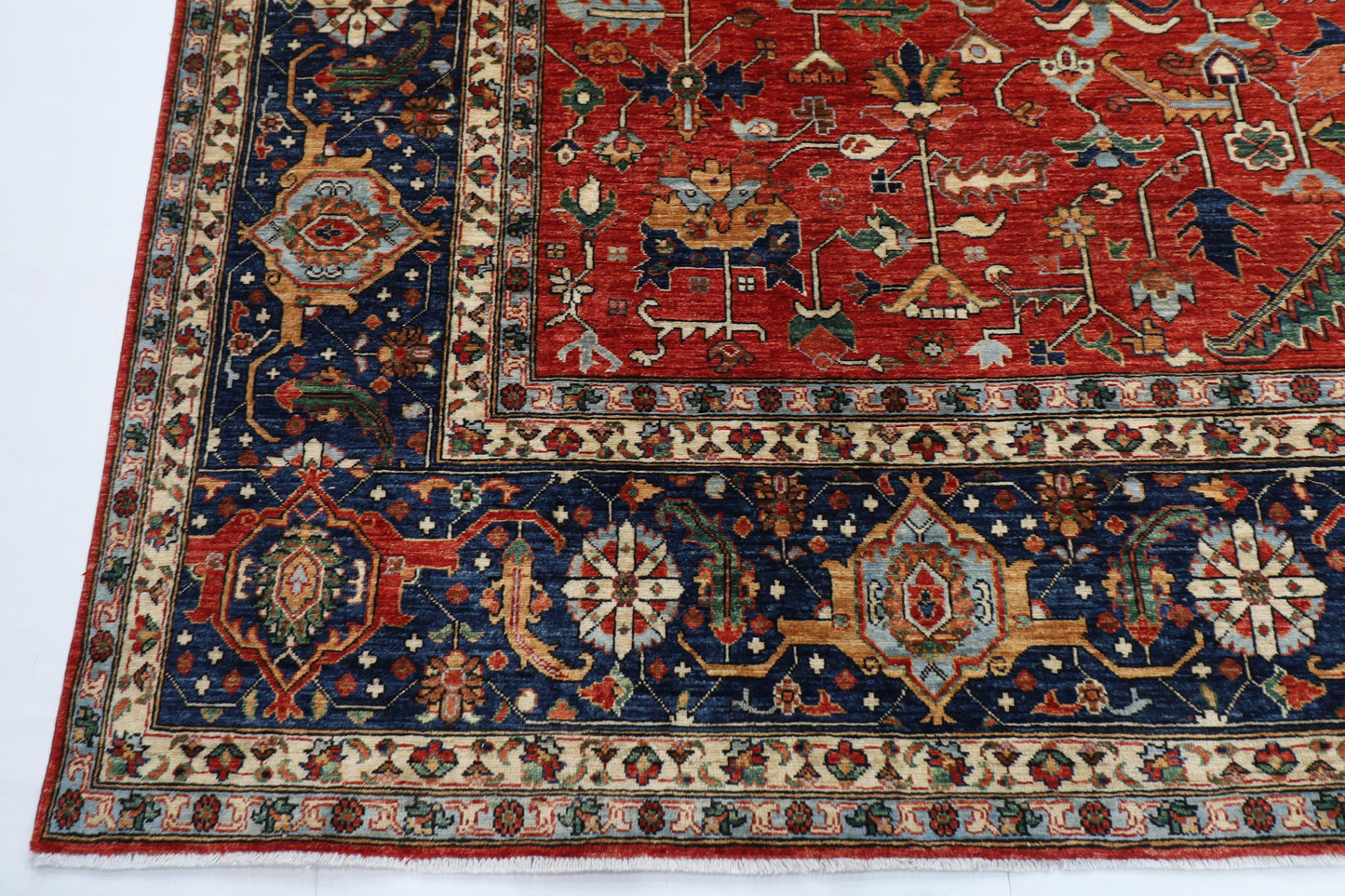 358 x 463 cm | Large Serapi Red Area Rug Afghan Hand Knotted Veg Dye Wool carpet