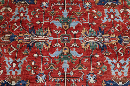 358 x 463 cm | Large Serapi Red Area Rug Afghan Hand Knotted Veg Dye Wool carpet