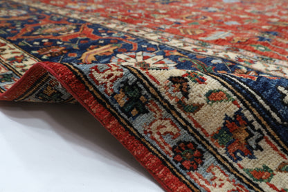 358 x 463 cm | Large Serapi Red Area Rug Afghan Hand Knotted Veg Dye Wool carpet
