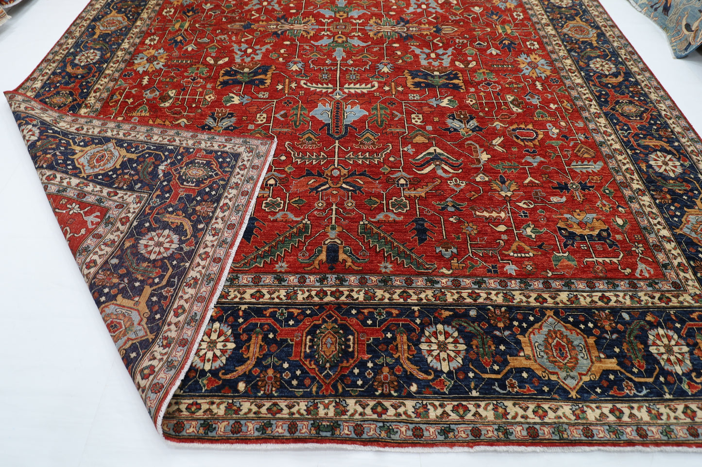 358 x 463 cm | Large Serapi Red Area Rug Afghan Hand Knotted Veg Dye Wool carpet
