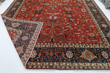 358 x 463 cm | Large Serapi Red Area Rug Afghan Hand Knotted Veg Dye Wool carpet