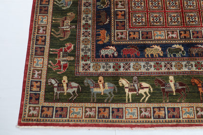 205 x 297 cm | Animal Red Design Hand Knotted veg Dye Wool Afghan Carpet