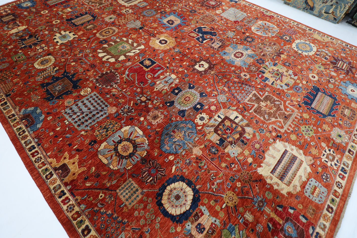 361 x 464 cm | Oriental Large Serapi Red Area Rug Afghan Hand Knotted Veg Dye Wool carpet