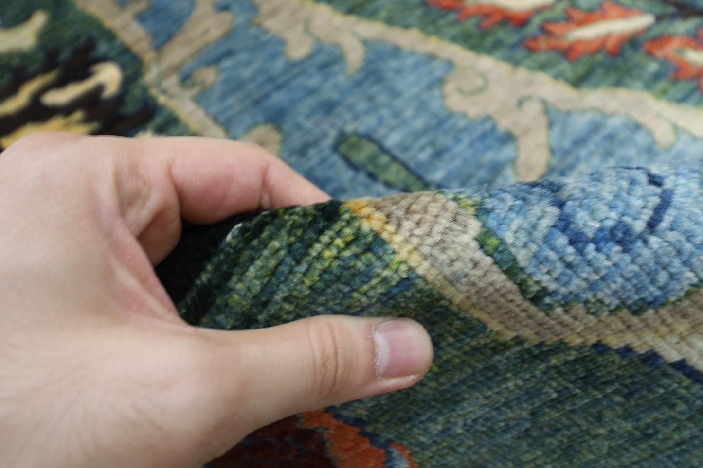 274 x 356 cm | Kawros Green Afghan Tribal Hand Knotted Veg Dye Wool carpet