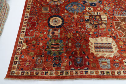361 x 464 cm | Oriental Large Serapi Red Area Rug Afghan Hand Knotted Veg Dye Wool carpet