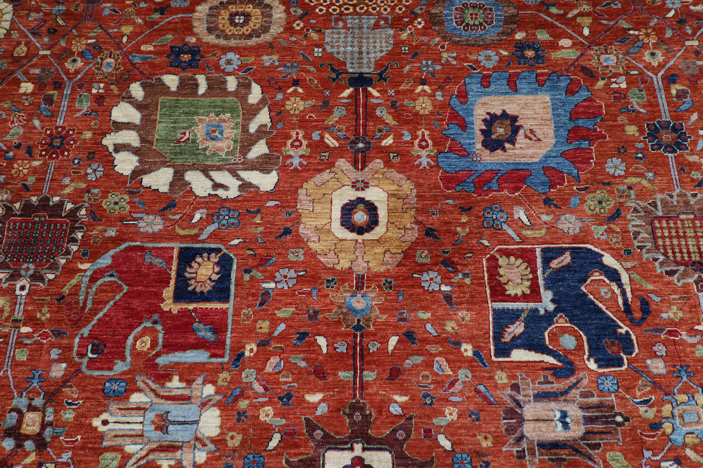 361 x 464 cm | Oriental Large Serapi Red Area Rug Afghan Hand Knotted Veg Dye Wool carpet