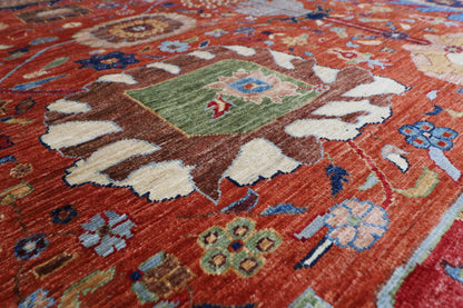 361 x 464 cm | Oriental Large Serapi Red Area Rug Afghan Hand Knotted Veg Dye Wool carpet