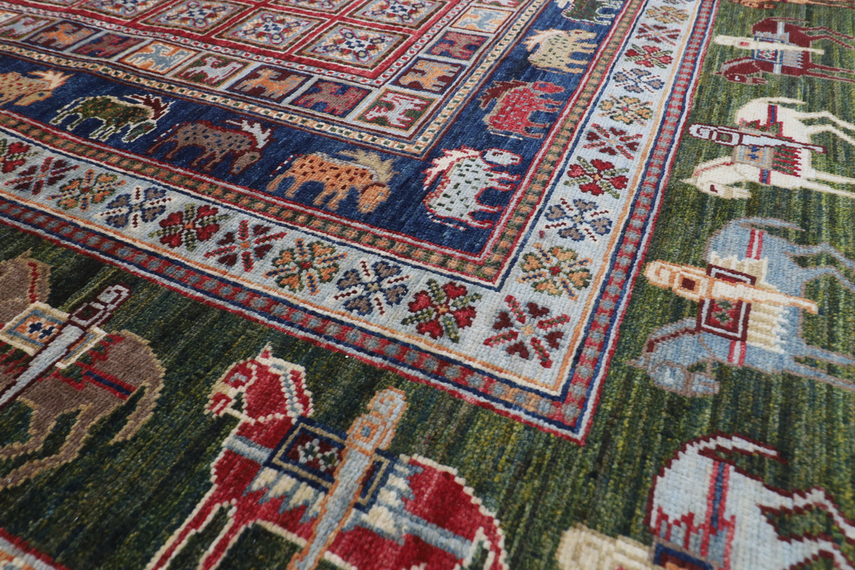205 x 297 cm | Animal Red Design Hand Knotted veg Dye Wool Afghan Carpet